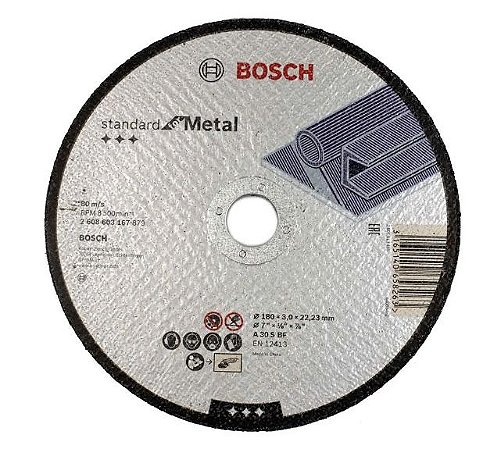 Disco Corte Aço Inox Bosch  180 X 3,00 X 22,23Mm