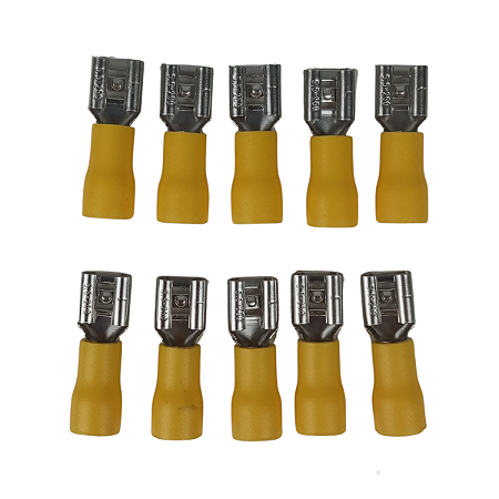Kit 10 Terminais Fêmea Cobre Pré-Isolado 4 - 6mm Amarelo