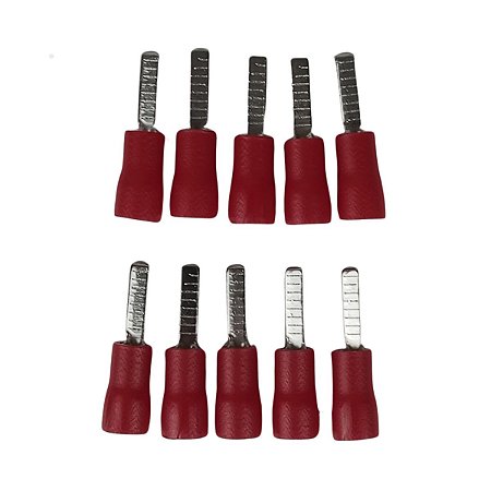 Kit 10 Terminais Pino Plano Pré-Isolado TPP 0.5-1.5mm Vermelho