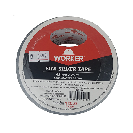 Fita Adesiva Worker Silver Tape 45mm X 25m