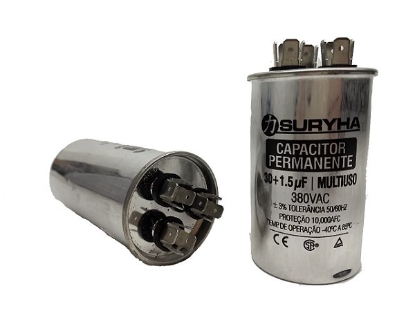 Capacitor 30 + 1,5 Uf 380V Copo Aluminio Suryha