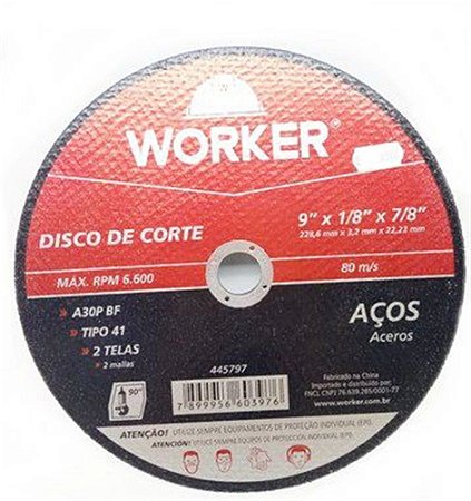 Disco Corte Aço Worker 228,6 X 3,2 X 22,23Mm