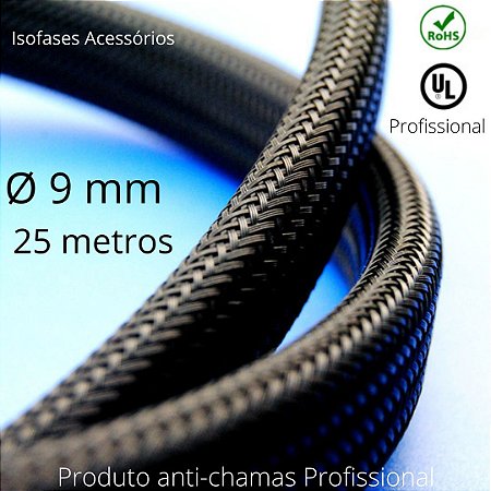 Malha expansível diametro 9mm kit 25 metros, produto profissional anti-chamas livre de halogêneo