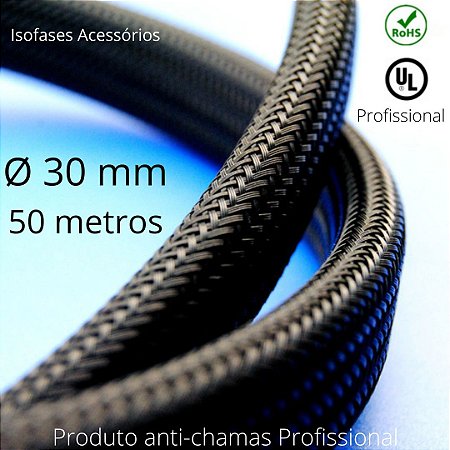 Malha expansível diametro 30mm kit 50 metros, produto profissional anti-chamas livre de halogêneo