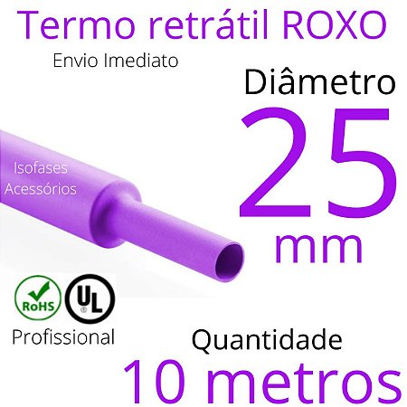 Termo retrátil Lilás Ø 25mm diametro 600V até 1KV - Profissional anti-chamas.