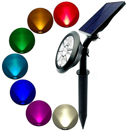 Luminária Espeto Solar RGB Jardim Led 15W Acendimento Automático - 84071