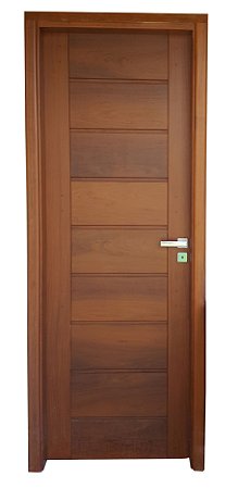 Kit porta interna horizontal com batente e alisar 10cm em ipê extra (62/72/82cm)