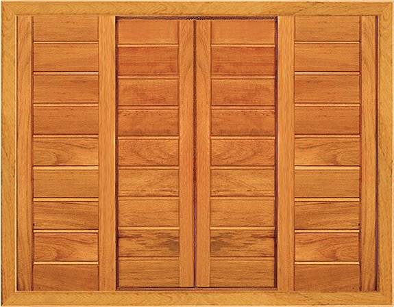 Janela de correr com 4 folhas em Angelim Pedra - 150 x 110 x 14cm