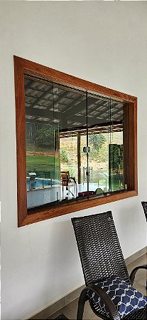 Janela modelo Blindex em Angelim Pedra 150 x 110 x 14 (Perfil embutido)