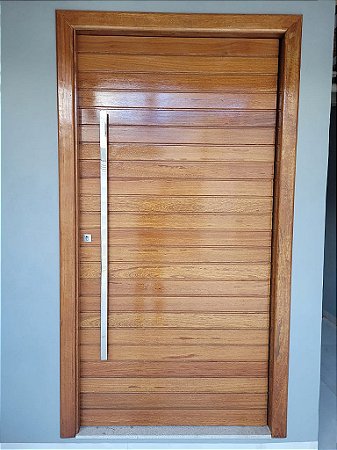 Kit Porta Pivotante Especial com ripado horizontal em Angelim Pedra