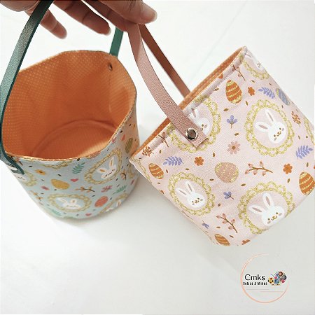 Cestinha de Tecido Porta Chocolate Caça Ovo Páscoa