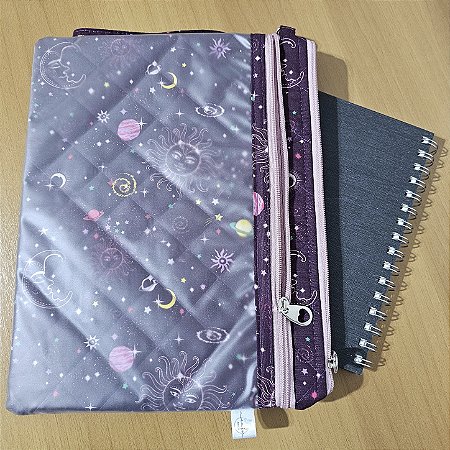 Pasta organizadora de tecido com ziper. Porta documentos, porta kindle, livro, jaleco, etc.