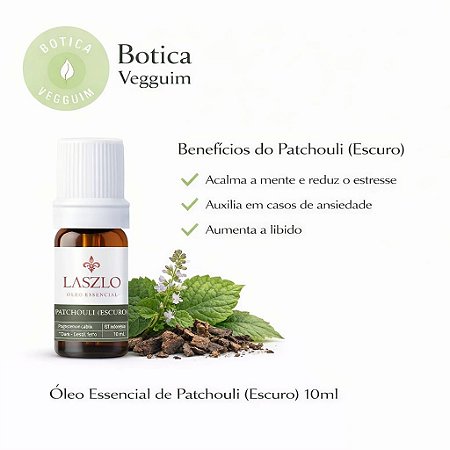 Óleo Essencial de Patchouli Puro GT Indonesia 10ML