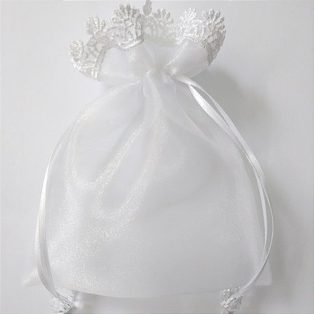 Saquinho organza com renda guipir 8x10 - 10 unidades