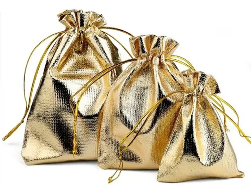 Saquinho de Lamê Dourado 12x15cm - Pct c/ 100