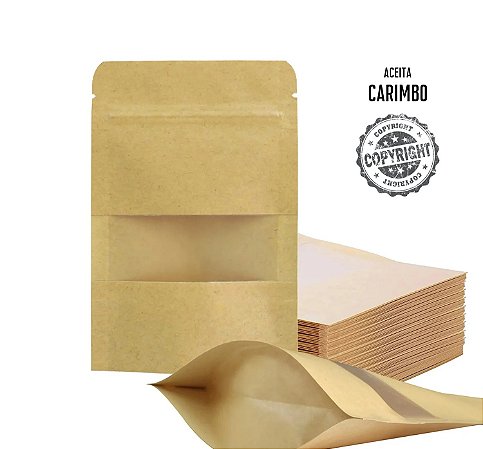 Saco Stand Up Pouch Kraft c/ Visor 10x15 - 10 unidades