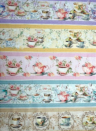 BR092 Barrado Xícaras Floridas