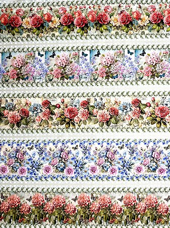 BR244 Barrado Floral Com Borboletas