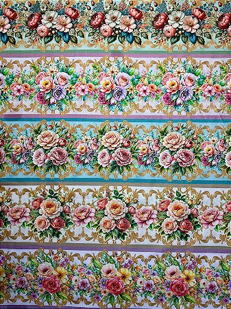 BR217 Barrado Rosas Coloridas