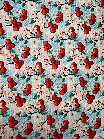 TC086 Tricoline Frutas Cereja 3D