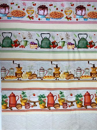 Tricoline Chaleira fundo bege (51x150cm)