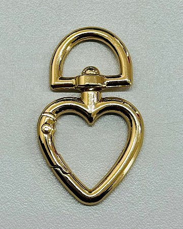 137 - Fecho com Argola Coração  25 mm Ouro - 1 unidade