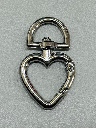 138 - Fecho com Argola Coração  25 mm Níquel - 1 unidade