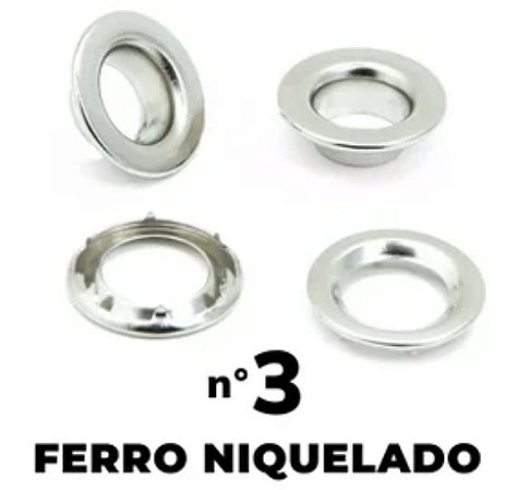 163 - Ilhós Nr. 3 com Arruela Garra Niquelado - 6 unidades