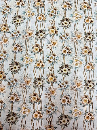 TC160 Tricoline Floral Cordão de Flores