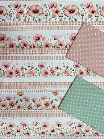 Kit BR330 Barrado Floral Rosa