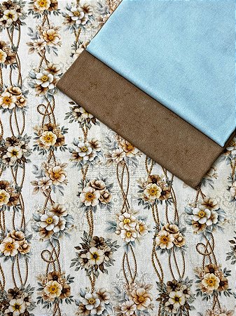 Kit TC160 Tricoline Floral Cordão de Flores