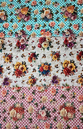 TC178 Tricoline Floral xadrez