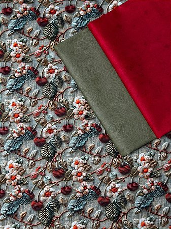 Kit TC180 Tricoline Cereja e Flores