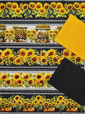 Kit BR363 Barrado Girassol Fundo Poá