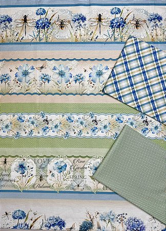 Kit BR362 Barrado Blue Garden Libélulas