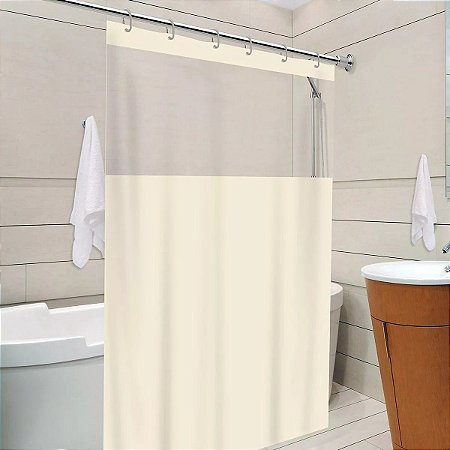 Cortina Impermeável Para Box Banheiro PVC com Visor
