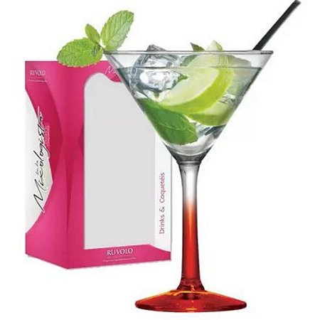 Taça de Vidro Martini Haste Vermelha 285ml - Ruvolo