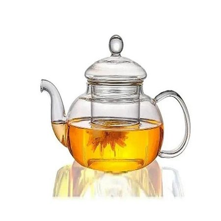 Bule Para Chá Com Infusor E Tampa Filtro Vidro 400ml Cozinha