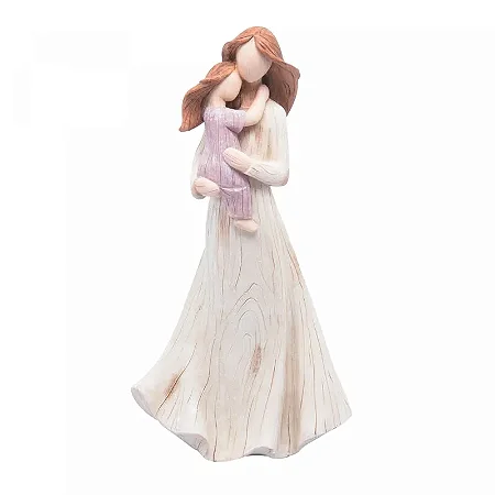 Figura Decorativa Mãe e Filha de Resina