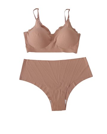 Conjunto de sutiã e calcinha sem costura - NUDE