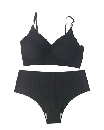 Conjunto de sutiã e calcinha sem costura - PRETO