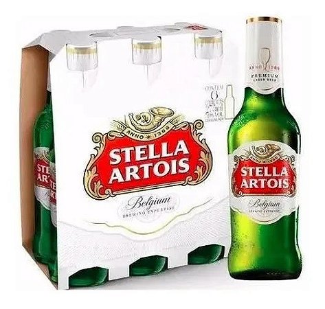 Cerveja Stella Artois Long Neck 330ml PT 6 Garrafas