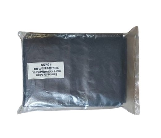 Saco Para Lixo Oxi biodegradavel 20 Litros Preto 45x55cm Pt 100 Unidades