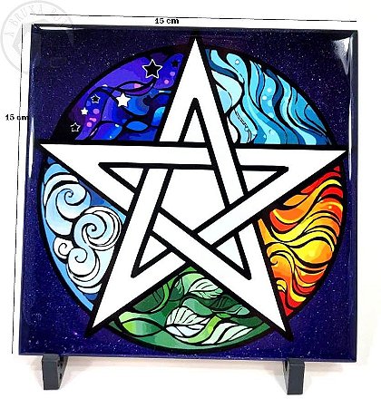 Quadro de Azulejo Pentagrama - 5 Elementos (Cerâmica)