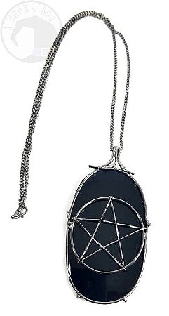 Espelho Negro - Obsidiana com Detalhe de Pentagrama​