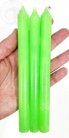 Vela palito Verde Claro - Pacote com 3 Velas