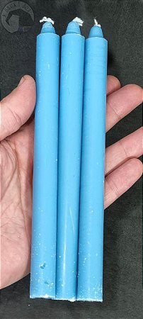 Vela Palito Azul Claro - Pacote com 3 Velas