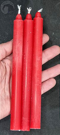 Vela Palito - Vermelha - Pacote com 3 Velas