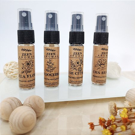 Kit 4 uni Home Spray 15ml Cada - Bela Flora, Flor do Cerrado, Flor Cítrica, Chá Branco
