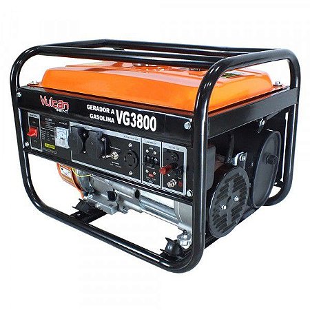 GERADOR GASOLINA 4T 208cc 7HP 3.0 KVA 3000WATTS BIVOLT VG3800 VULCAN TRENT